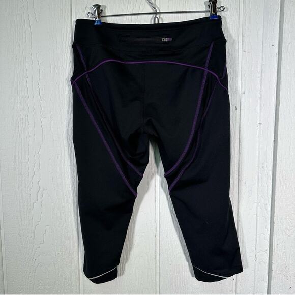 Athleta Quick Step Capri Athletic Leggings Black and Purple 819214 - Picture 6 of 13